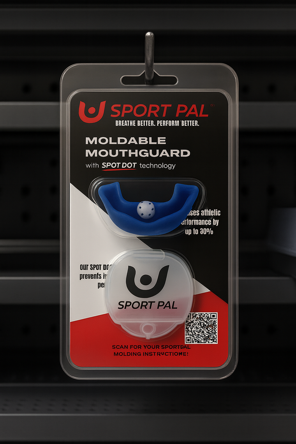 Boil & Bite Sport Pal — patented moldable mouthguard with Spot Dot tactile cue